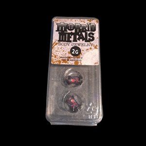 Morbid Metals Black Red Skulls Ear Plug Spacer Body Jewelry 2g (6mm)